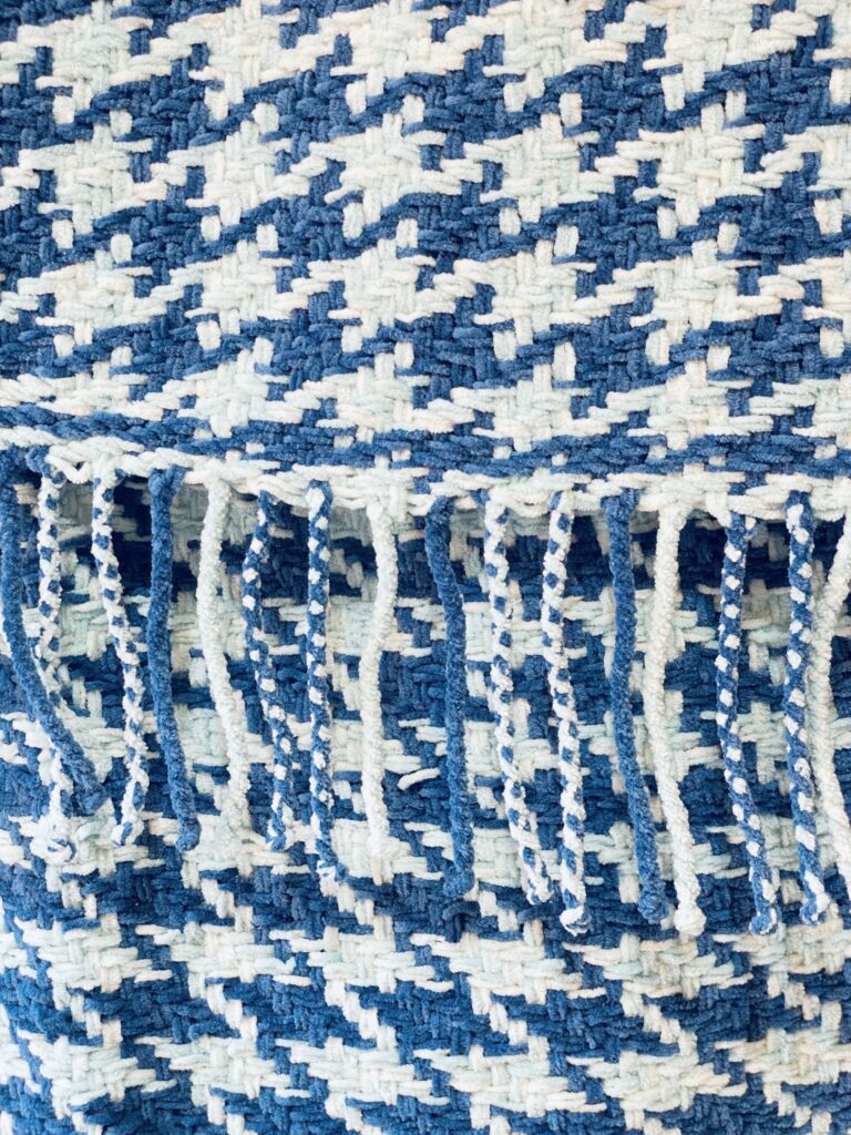 FRAZADA CHENILLE | AZULES | PATA DE GALLO - Imagen 2